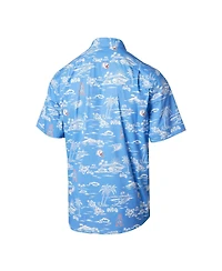 Reyn Spooner Men's Light Blue Houston Oilers Throwback Kekai Print Button-Up Shirt