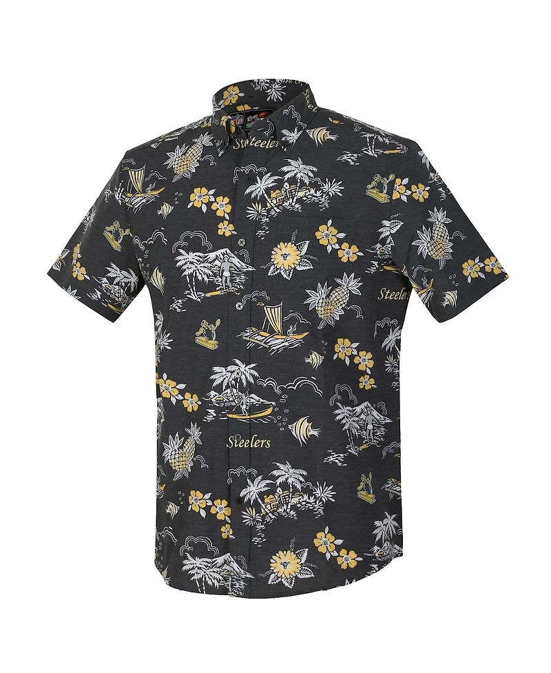 Reyn Spooner Men's Black Pittsburgh Steelers Throwback Kekai Performance Button-Down Shirt