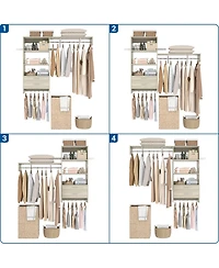 Aheaplus Closet Organizer System with Wood Drawers, Wall-mounted Laundry Room Storage Shelving
