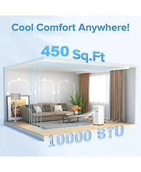 Cowsar 10,000 Btu Portable Ac, Cools 450 Sq. Ft, 4-in-1 Unit with Sleep Mode and Timer