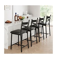 homfan Bar Stools Set of 2, Modern Counter Height Barstool With High Back and Metal Footrest, Upholstered Large Seat Island Chairs
