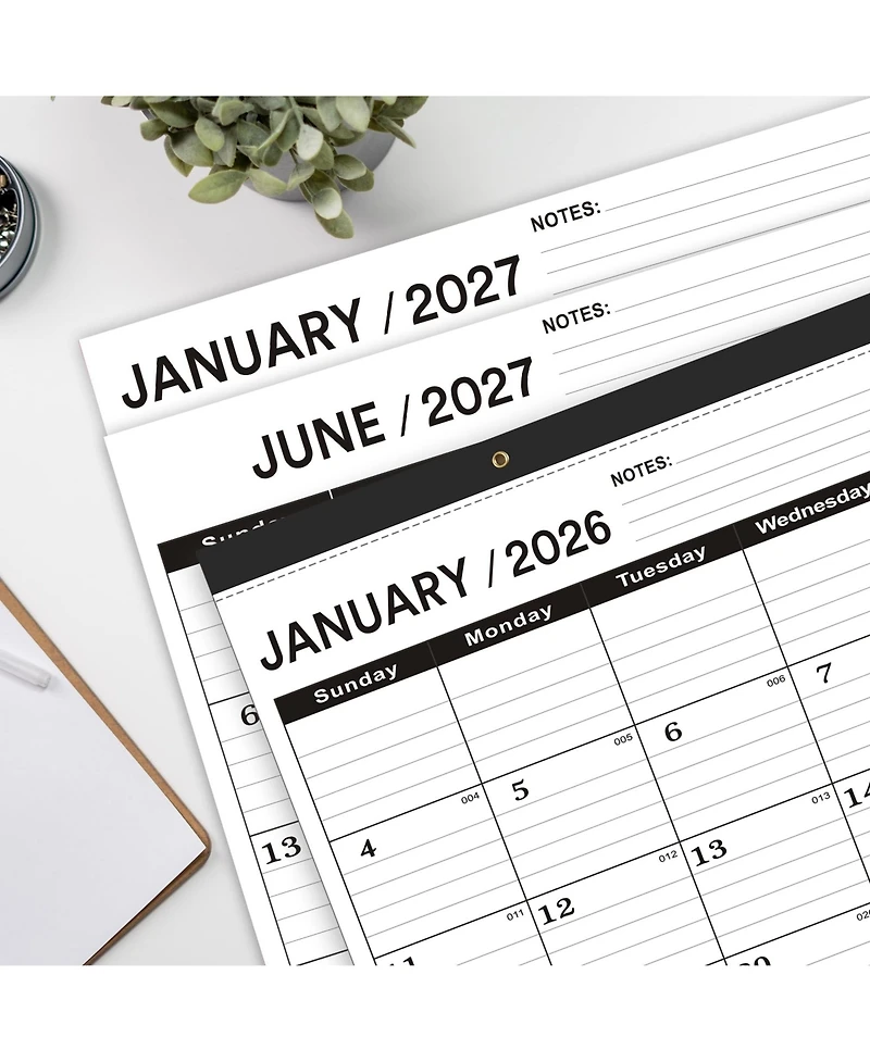 Gnuadz Desk Calendar 18 Month Pvc Cover Round Holes Notes 2026