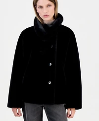 Calvin Klein Women's Funnel-Neck Teddy Jacket, Created for Macy's