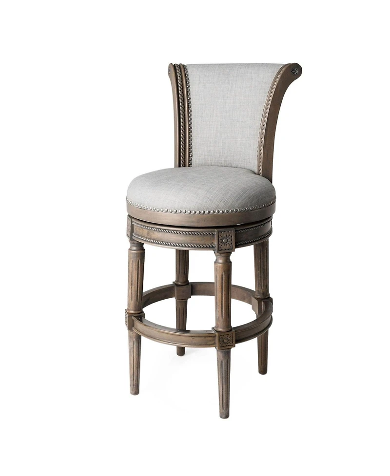 Maven Lane Pullman Bar Stool in Walnut Finish with Marksman Saddle Leather