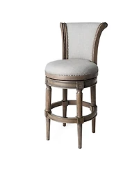 Maven Lane Pullman Bar Stool in Walnut Finish with Marksman Saddle Leather