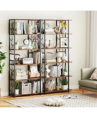Gymax 6-Tier Bookshelf with Heavy-duty Metal Frame2 Anti-tipping Kits for Study