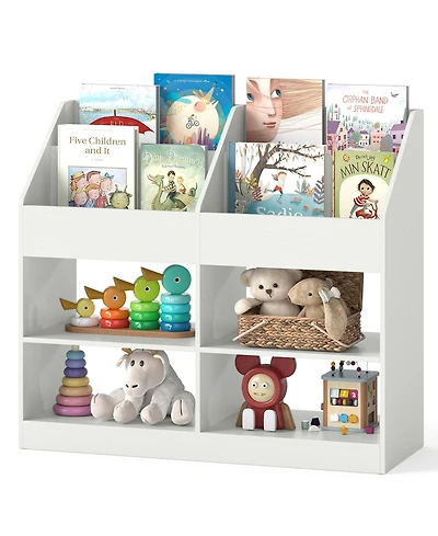 Gymax 3-Tier Kid's Bookshelf with Display Rack and 4 Compartments for Kids Room Playroom