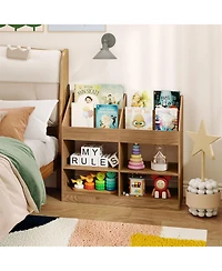 Gymax 3-Tier Kid's Bookshelf with Display Rack and 4 Compartments for Kids Room Playroom