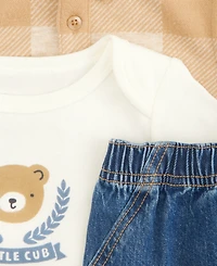 First Impressions Baby Boys' 3M-24M Flannel Shirt, Bodysuit and Cargo Pants, 3-Piece Set, Macy's Exclusive