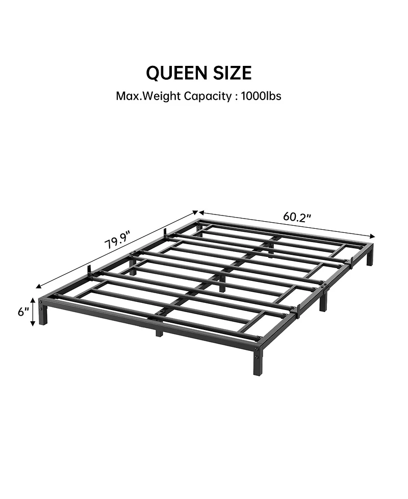 homfan 6INCH Queen Heavy Duty Metal Bed Frame - Platform Bed with Ample Under-Bed Storage, No Box Spring Needed, No Noise, Easy Assembly