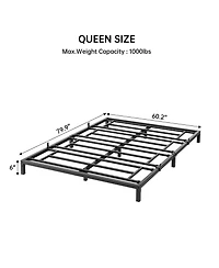 homfan 6INCH Queen Heavy Duty Metal Bed Frame - Platform Bed with Ample Under-Bed Storage, No Box Spring Needed, No Noise, Easy Assembly