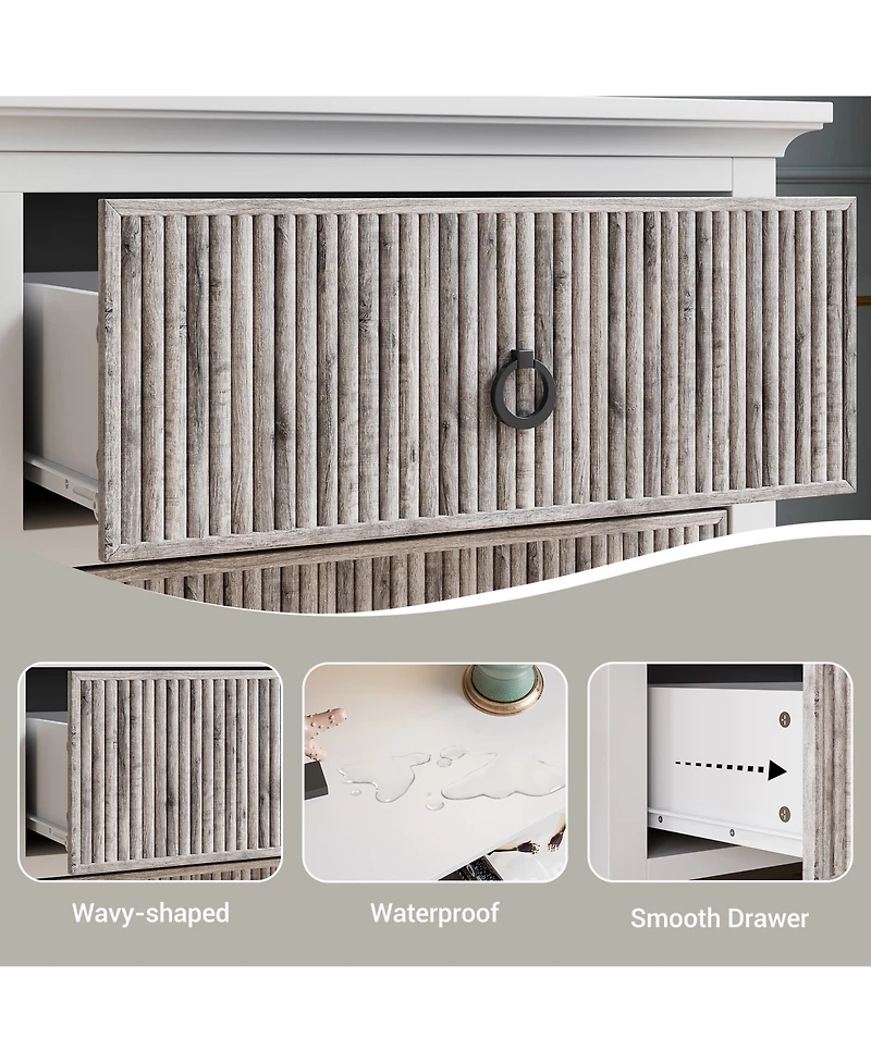 homfan Modern 6 Drawer Dresser - Spacious Wooden Chest for Bedroom, Living Room, Closet, or Entryway - Stylish Storage Organizer Cabinet