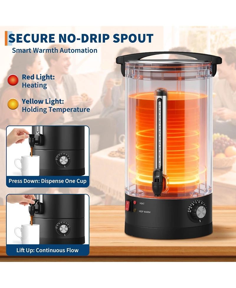 gaomon 12L Double Wall Commerical Coffee Urn, Hot Coffee Dispenser, Black for Wedding, Buffet, Catering, Events, Outdoor Bar
