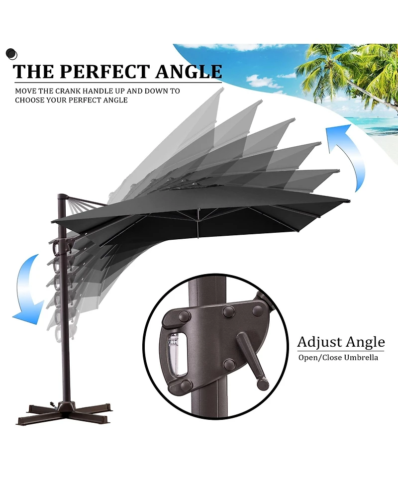 Pellebant Outdoor Patio 9X11FT Aluminum Cantilever Umbrella