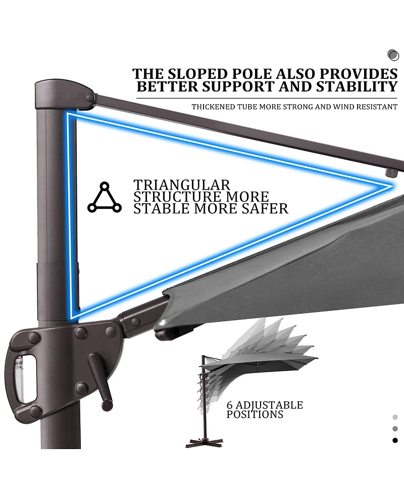Pellebant Outdoor Patio 9X11FT Aluminum Cantilever Umbrella