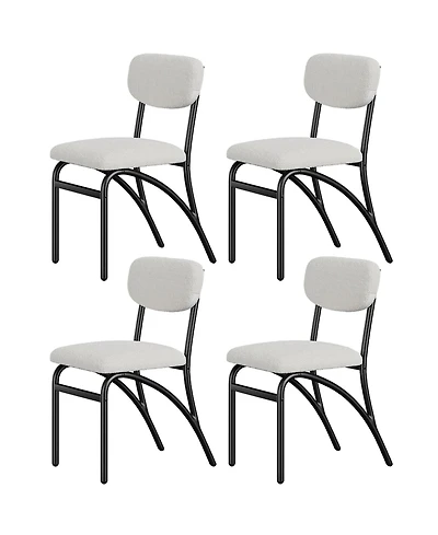 homfan Modern Boucle Dining Chair Set - Upholstered Lambswool Fabric - Armless Minimalist Design - Metal Legs - Stackable, Set of 4