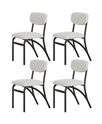 homfan Modern Boucle Dining Chair Set - Upholstered Lambswool Fabric - Armless Minimalist Design - Metal Legs - Stackable, Set of 4