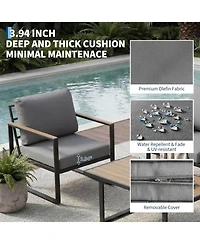 gaomon 4-Piece Outdoor Patio Furniture Set, Conversation Sofa Set with Table