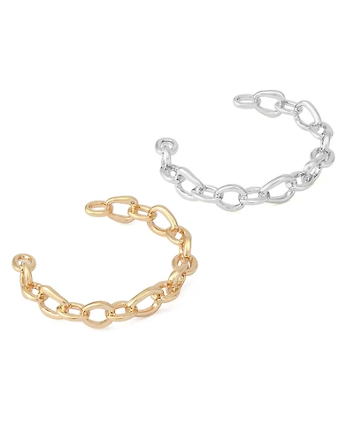 Robert Lee Morris Soho Two-Tone Sculpted Link Cuff Bracelet Set