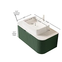 Sillysis Light Green Wall Mounted Bathroom Vanity with Ceramic Sink, Plywood Cabinet, Soft Close Striped Drawer