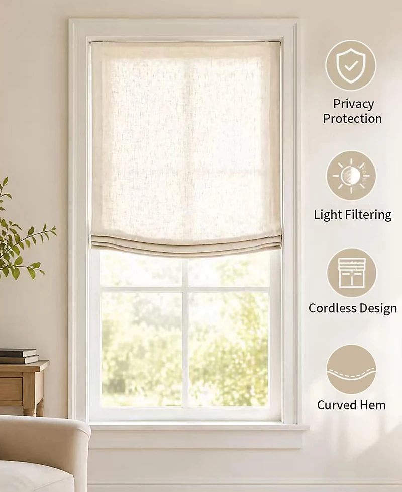 Shadisfy Soft Linen Blend Cordless Relaxed Roman Shade