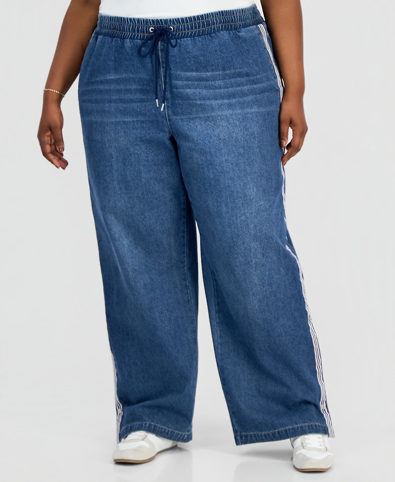 Madden Girl Trendy Plus Side-Striped Breakaway Jeans