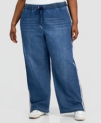 Madden Girl Trendy Plus Side-Striped Breakaway Jeans