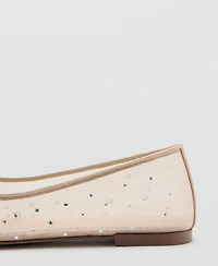 Mango Women's Rhinestone Ballet Flats
