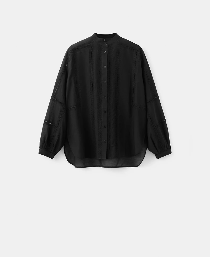 Mango Women's Lace Accents Embroidered Blouse