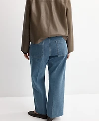 Mango Women's Pockets Wide Leg Jeans
