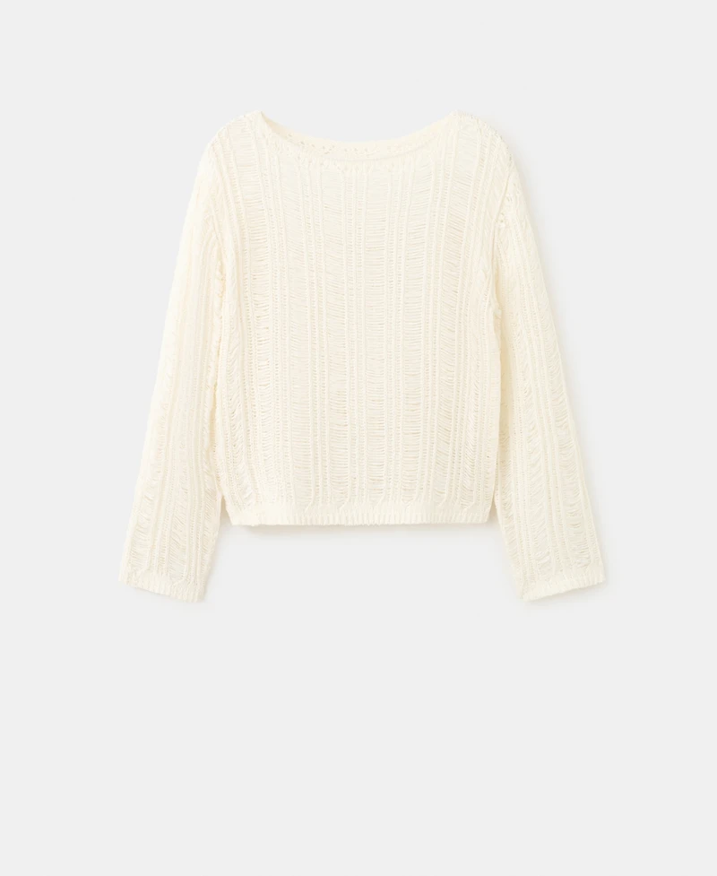 Mango Women's Frayed Open-Knit Sweater