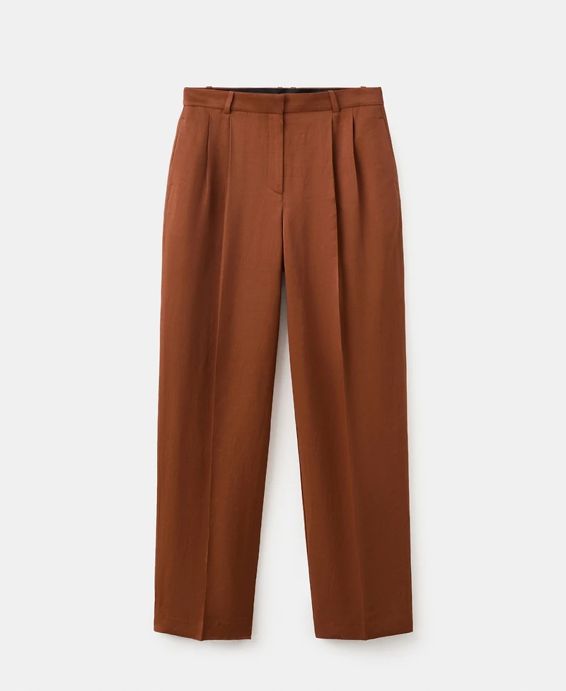 Mango Women's Linen-Blend Pleated Pants