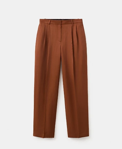 Mango Women's Linen-Blend Pleated Pants