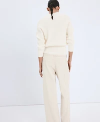 Mango Women's V-Neck Ribbed Knit Sweater