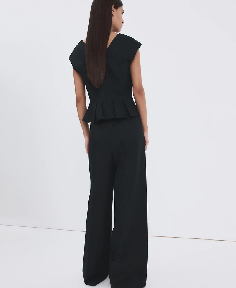 Mango Women's Cotton Linen Peplum Top