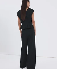 Mango Women's Cotton Linen Peplum Top