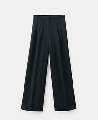 Mango Women's Straight-Fit Pleated Linen Pants