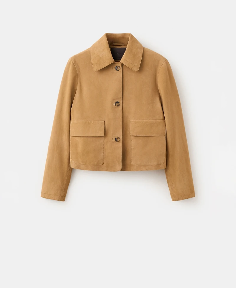 Mango Women's Chest-Pocket Suede Jacket