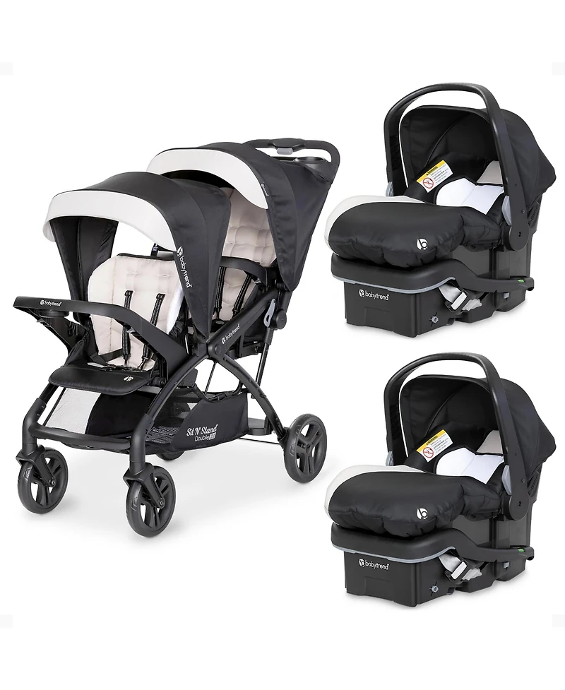 Baby Trend Sit N' Stand Double Stroller with Ez-Lift Car Seat (2 Pack), Khaki