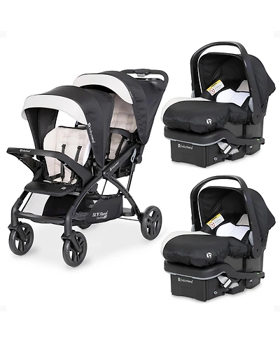 Baby Trend Sit N' Stand Double Stroller with Ez-Lift Car Seat (2 Pack), Khaki