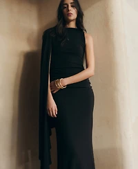 Mango Women's Long Asymmetrical Cape Dress