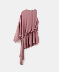 Mango Women's Asymmetrical Sleeve Ruffled Dress