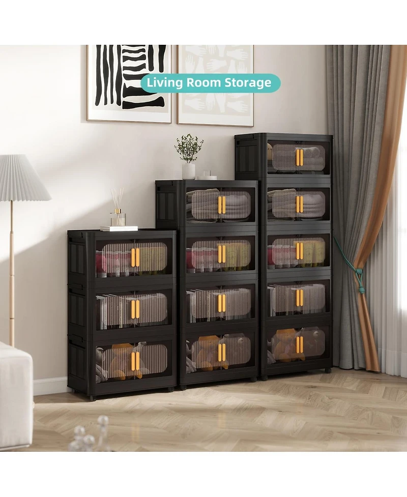 Streamdale Furniture 20 Inch Wide 5-Tier Foldable Storage Cabinet with Magnetic Doors and Wheels