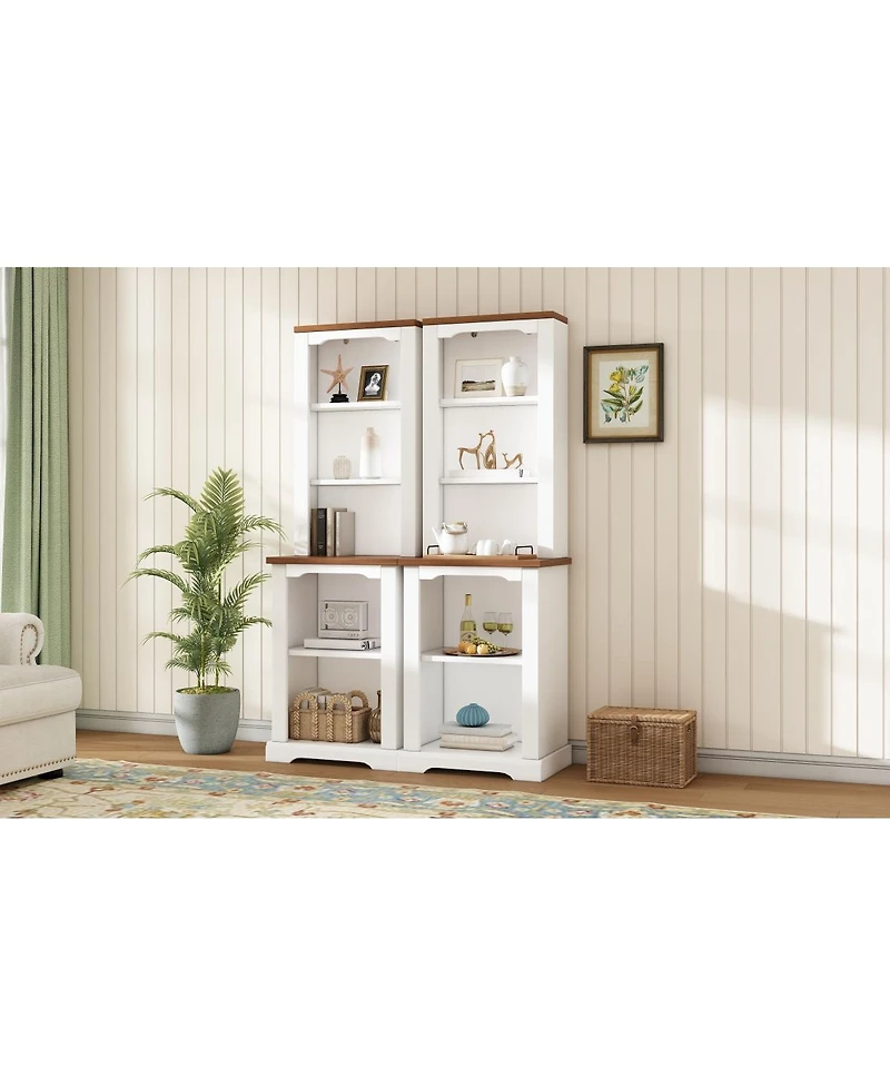 Streamdale Furniture Two-Piece Elegant Freestanding Tall Cabinet with Curved Shelving