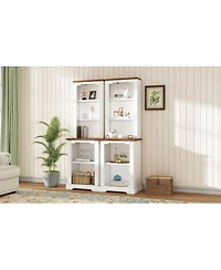 Streamdale Furniture Two-Piece Elegant Freestanding Tall Cabinet with Curved Shelving