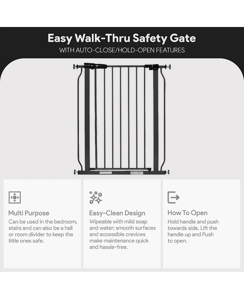 BalanceFrom Fitness Walk Thru Safety Gate, Fits 29.1-33.8" Openings, 36inches Tall, Graphite