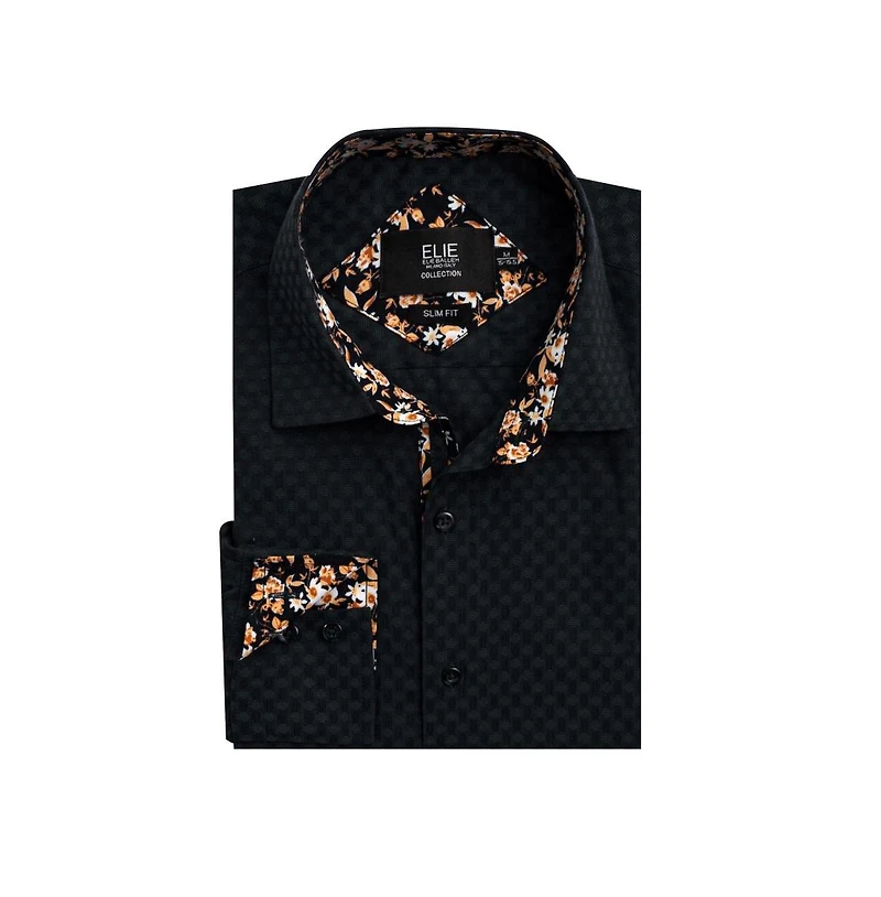 Elie Balleh Men's Slim Fit Jacquard Dot Button-Down Shirt