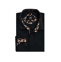 Elie Balleh Men's Slim Fit Jacquard Dot Button-Down Shirt