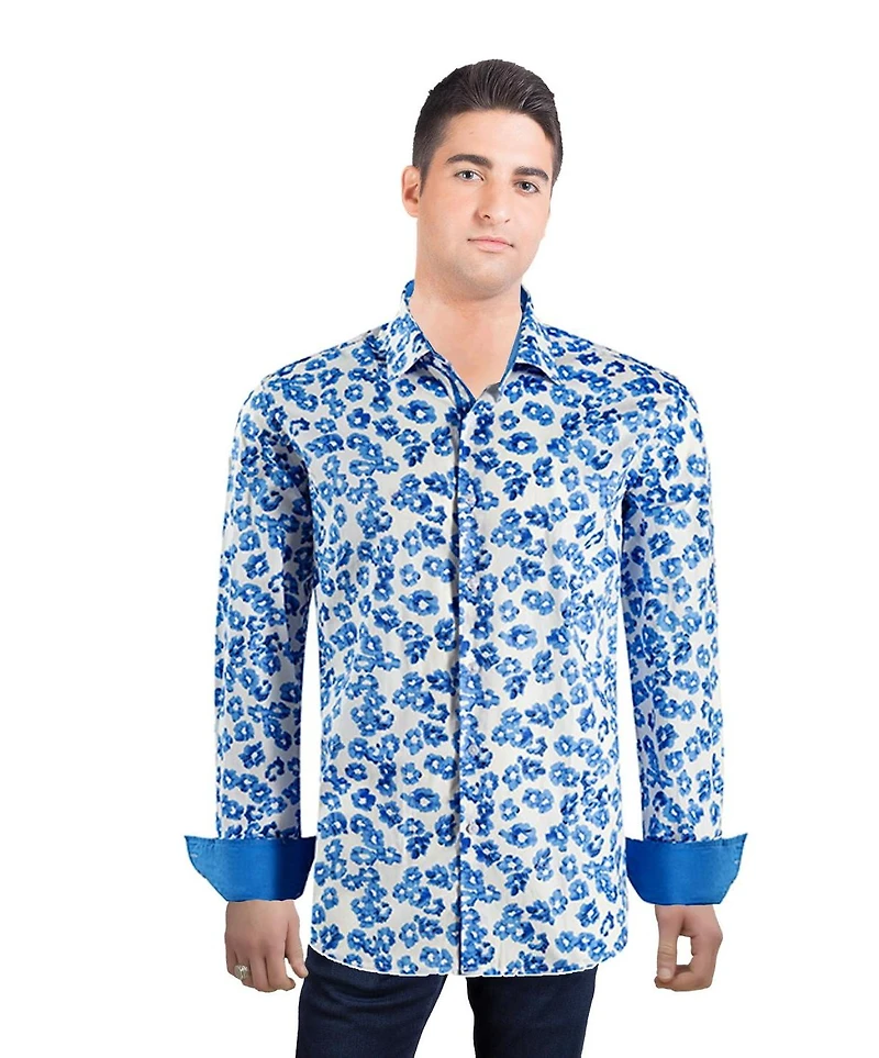 Elie Balleh Men's Slim Fit Floral Sport Button-Down Shirt