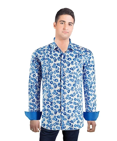 Elie Balleh Men's Slim Fit Floral Sport Button-Down Shirt